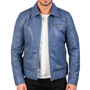 Chaqueta Bomber de Cuero Recubierto con Cuello Camisero para Hombre, Estilo Urbano, Invierno, Transpirable, Cierre Frontal con Botones Cubiertos - Product Image 1