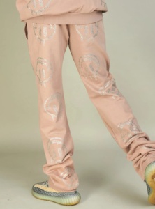 Haute qualité strass Hayes pantalons de survêtement lâche empilé Fit ultime confortable hommes denim jeans imprimer surdimensionné hommes jean pantalon - Product Image 3