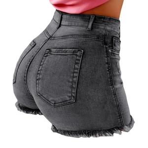 Nouveaux shorts en jean taille haute pour femme, en tissu fin sexy, avec effet push-up, coupe skinny et technique froissée, style été - Product Image 1