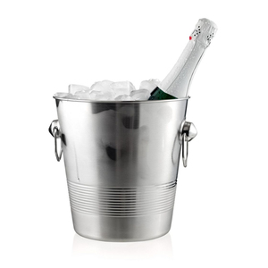 Handcrafted Silver And Copper Ice Bucket Premium Hammered Metal <b>Wine</b> Cooler With Elegant Handles Vintage Style Decoration - Product Image 2