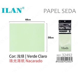 Papel Seda Ilan Verde Claro 50x66 Cm Nacarado 10uds - Product Image 3