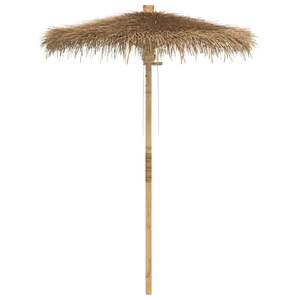 Parasol Tiki en bambou naturel et feuilles de bananier, diamètre 59,1 pouces, pour usage en terrasse - Product Image 2