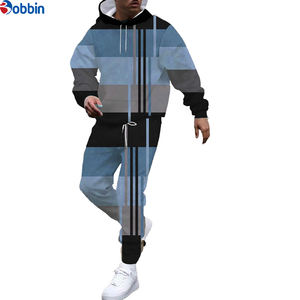 Ensemble de jogging 2 pièces pour homme, tendance, en molleton épais, imprimé personnalisé, avec sweat à capuche zippé multipoches et pantalon de survêtement - Product Image 2