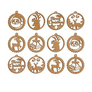 Wholesale Custom Round Xmas <b>Tree</b> Hanging Decoration Metal Ornaments Christmas Pendant Glitter Gold Laser Cut Baubles - Product Image 5