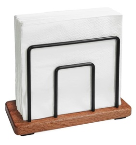 ที่ใส่กระดาษเช็ดปากไม้เนื้อแข็งพร้อมลวดโลหะ ที่ใส่กระดาษทิชชูบนโต๊ะทำจากไม้ไผ่คุณภาพสูง ที่วางกระดาษเช็ดปากแบบตั้งพื้น - Product Image 1