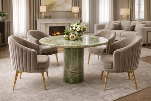 Mesa Redonda de Ónix Verde Pulido de Primera Calidad, Mueble Decorativo con Pedestal de Mármol Hecho a Mano y de Alta Calidad - Product Image 2