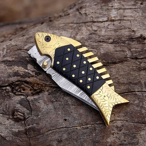 Cuchillo Plegable Damasco Hecho a Mano con Mango de Hueso, Tamaño Personalizable, 3 Años de Garantía - Especial para Caza y Senderismo al Aire Libre - Product Image 2