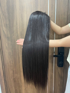 Peluca de cabello humano más vendida con cierre de encaje central, lisa, natural, para mujer, estilo suave, cabello virgen, color natural - Product Image 1