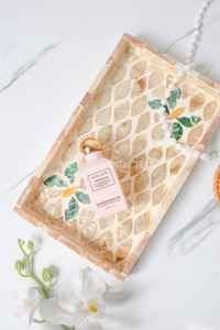 Plateau rectangulaire personnalisé en nacre, cadeau pour la fête des mères, cadeau de mariage/anniversaire, assiettes pour le petit-déjeuner, les boissons, les collations, la table à café - Product Image 3