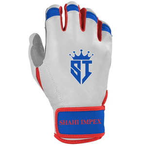 Gants de frappe en cuir blanc, bleu et rouge, unisexes, pour adultes, ambidextres, rembourrés, avec fermeture auto-agrippante pour l'entraînement - Product Image 4