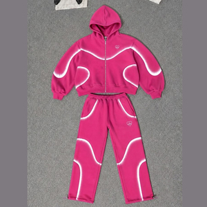 Ensemble de survêtement pour homme de haute qualité, imperméable, en molleton de coton, à capuche, effet délavé, anti-bactérien, écologique, imprimé, streetwear - Product Image 1