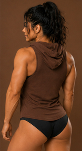 Chaleco con capucha sin mangas para mujer, top deportivo, sudadera sin mangas, ropa de entrenamiento para gimnasio, chaleco de moda urbana - Product Image 5
