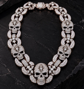 Collar de Moissanita con Diseño de Calavera, Cadena Gruesa con Colgante, Aspecto de Diamante Brillante, Joyería Streetwear - Product Image 2