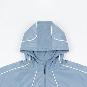 Wholesale Custom Logo Light Blue Men's Polyester <b>Wind</b> <b>Breaker</b> Shorts Sets Summer Breathable Quick Dry Outwear Highstreet Hoodies - Product Image 5