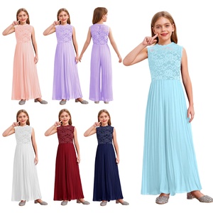 Mono de Verano con Encaje Floral y Piernas Anchas para Niñas de 6 a 14 Años, Ideal para Fiestas de Cumpleaños, Bodas y Graduaciones - Product Image 2