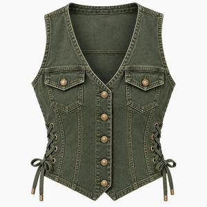 Chaleco Vaquero para Mujer al por Mayor, Vaquero Lavado con Detalles de Perlas para Marcas de Boutique, Suministro a Granel de Marca Privada - Product Image 5