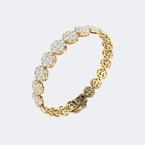 8.50CTW Round Diamond Tennis Bracelet <b>Gold</b> Lab Grown E-F Color Pave Cluster <b>Set</b> Brilliant Link Jewelry for Women - Product Image 5