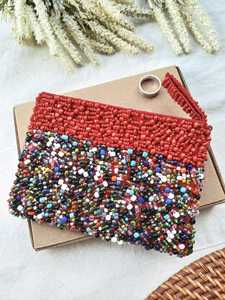 Monedero bordado a mano TIMELESS CRAFT con cuentas elegantes para mujer, diseño de lujo de Uttar Pradesh, ideal para bodas - Product Image 2