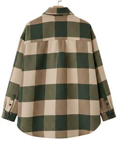 Camisa de Franela a Cuadros Personalizada para Hombre, Verde Beige, Manga Larga, con Botones, Estilo Casual, Chaqueta a Cuadros, Ropa Cálida de Invierno, Venta al Por Mayor - Product Image 2