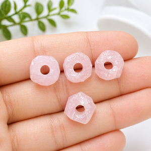 12mm Rose Quartz Raw Rough Gemstone <b>Bead</b> <b>Large</b> Hole 4mm Drilled Natural Stone Nugget DIY Jewelry Making Craft Wholesale Supply - Product Image 1