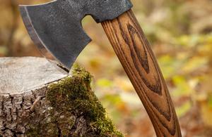 Handmade Small Carving <b>Axe</b>: Custom Engraved Carbon Steel, Ash Wood <b>Handle</b> - Product Image 3