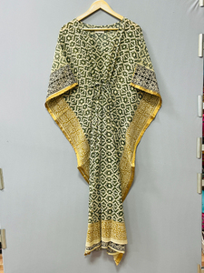 ชุดคลุมชายหาดผ้าฝ้ายแท้พิมพ์ลาย Bagru แบบอินเดีย ทำมือ ลายดอกไม้ฤดูร้อน สวมใส่สบาย ยาวคลุมเข่า - Product Image 3