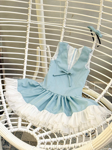 Robe de princesse mignonne à col licou brodée de fleurs pour filles, en gaze à sequins, écologique, pour usage quotidien et fêtes - Product Image 2