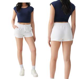 Shorts de sport décontractés en coton pour femmes, taille haute, avec cordon élastique, pour la gym et la détente, vente en gros OEM - Product Image 1