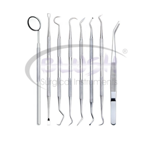 Dental Hygiene Kit Oral Care Set with Mouth Mirror Tweezers Dental Probe Multi Color Dental Tools Steel by <b>Blush</b> Surgical - Product Image 2