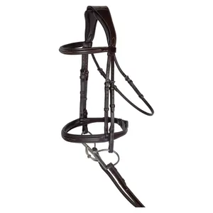 Bridon d'équitation rembourré en cuir tanné végétal, avec surpiqûres décoratives et design anatomique doux et rembourré - Product Image 4