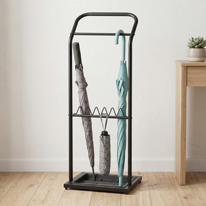 Moderno Soporte para Paraguas de Acero con Bandeja, Estructura de Acero con Recubrimiento en Polvo, Organizador de Almacenamiento para el Hogar - Product Image 1