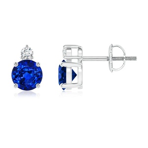 Round Cut Blue Sapphire Diamond Stud <b>Earrings</b> 14kt Rose Gold <b>Fine</b> Jewelry Screw Back September Birthstone Luxury Gift <b>Earrings</b> - Product Image 1