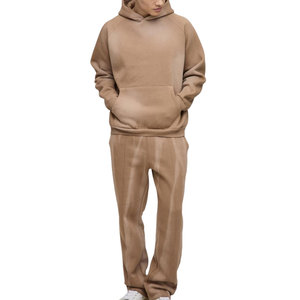 Conjunto Deportivo con Capucha para Hombre, Color Sólido, Algodón, Estilo Casual, Transpirable, Corte Regular, con Bolsillos Laterales - Product Image 1