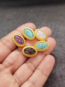 Connecteurs en laiton avec pierres précieuses naturelles pour la fabrication de bijoux |   Maillons de lunette en laiton |   Composants de bijoux en gros - Product Image 2