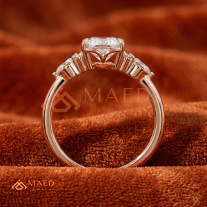 แหวนหมั้นเพชร/มอยส์ซาไนต์ทรงรูปไข่สีโรสโกลด์สำหรับผู้หญิง แหวนประดับเพชรทรงมาร์คีส์และทรงกลม - Product Image 3