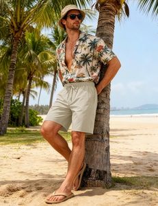 Men's Casual 7 Inch Shorts <b>Chino</b> Polyester Summer Beach Athletic Water Shedding 7" Shorts with Zipper Pockets - Product Image 4