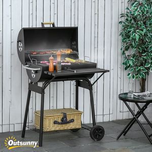 Griglia Portatile a Carbone in Porcellana da 30 Pollici con Ruote, Griglia Regolabile e Ripiano Portaoggetti per Campeggio e Giardino - Product Image 2