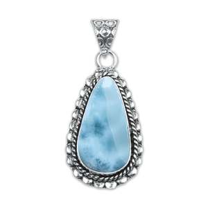 Collar con Colgante de Larimar en Forma de Gancho, Chapado en Plata sobre Latón, Hecho a Mano, Estilo Vintage, Regalo de Compromiso para Mamá, Alta Calidad - Product Image 4