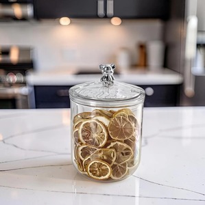 Set Of 4 Glass <b>Containers</b> With Teddy Bear Design Lid Cute <b>Kitchen</b> <b>Storage</b> Jar For Keeps Food Fresh And Protected From Moisture - Product Image 4