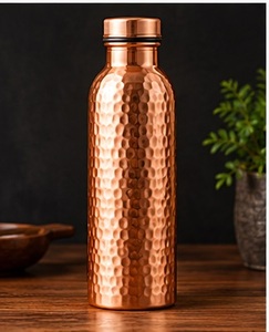 Decorative Etched Copper Water <b>Bottle</b> with Copper Lid <b>Vintage</b> Ethnic Pattern Travel Flask - Product Image 3