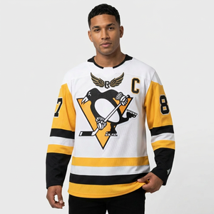 Camiseta de Hockey Blanca para Hombre con el Número 87 y la Letra C de Capitán, Manga Larga, Absorbe la Humedad - Product Image 4