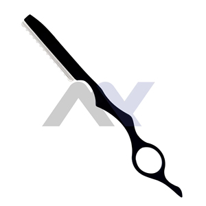 Ciseaux de coiffure professionnels de qualité salon en acier inoxydable pour effiler et texturiser les cheveux, couleur noir élégant - Product Image 1