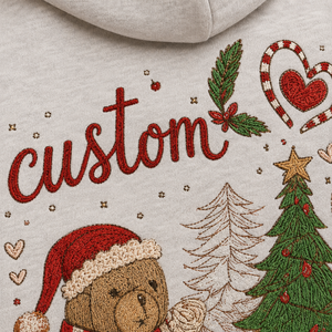 Sweat-shirt unisexe surdimensionné en coton tricoté avec broderie personnalisée d'ours de Noël, design de logo au dos, décontracté pour l'hiver - Product Image 3
