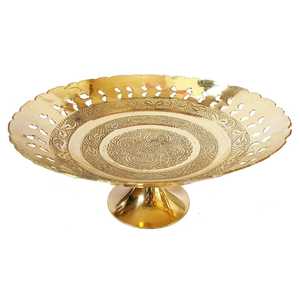 Vintage Antique Brass Pedestal Bowl Matte Gold Round Metal Fruit Salad Dish High Footed Candy Snack Server For Hotel Catering - Product Image 5