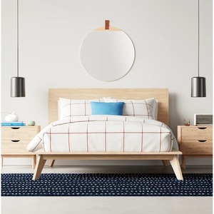Alfombra Rectangular Azul Marino a Rayas, Tejido Plano de Lana y Poliéster, Moderna, Antideslizante con Base de Goma, Decoración para Sala de Estar - Product Image 3
