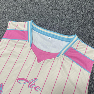 เสื้อบาสเก็ตบอลเอซ เพอร์ฟอร์แมนซ์ลายทางสีชมพูขาว ระบายเหงื่อได้ดี แบบยูนิเซ็กส์สำหรับผู้ใหญ่ - Product Image 5