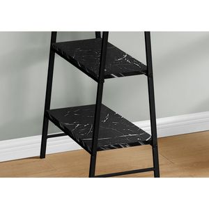 Modern 48\"L Home <b>Office</b> <b>Computer</b> Desk with Black Marble Look Laminate Black Metal & Contemporary Style for Laptop Storage - Product Image 3