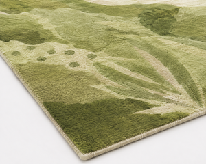Tapis décoratif DECORDEC en laine vert sauge, motif botanique abstrait, écologique, antidérapant, tufté à la main, motif feuille aquarelle, olive - Product Image 5