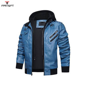 Veste de moto d'hiver pour hommes en toile et cuir véritable, coupe-vent, imperméable et respirante, style urbain, vente en gros - Product Image 2
