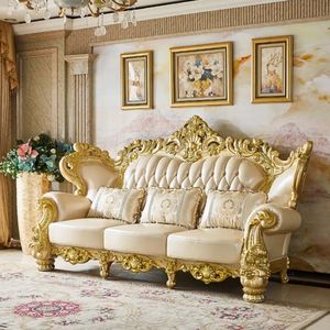 Luxury Royal White <b>Gold</b> <b>Sofa</b> Set Carved Mahogany Living Room Furniture Guaranteed Quality Hostal Providencia - Product Image 4